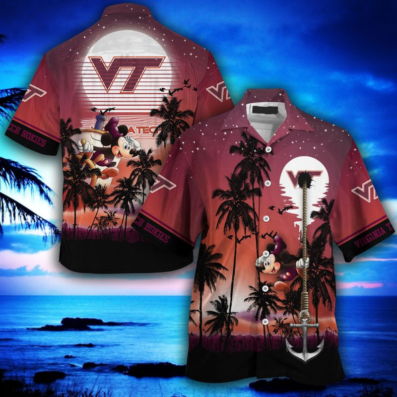 Virginia Tech Hokies Ncaa Summer Hawaiian Shirt Tropical Aloha Button Up