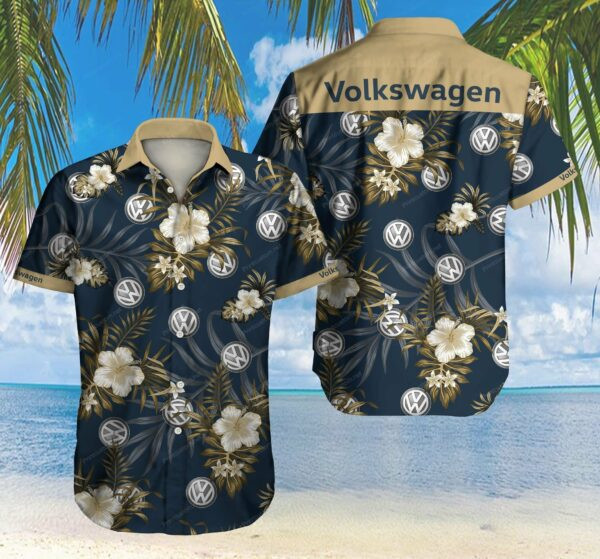 Volkswagen Car Tropical Flower Hawaiian Shirt Tropical Aloha Button Up