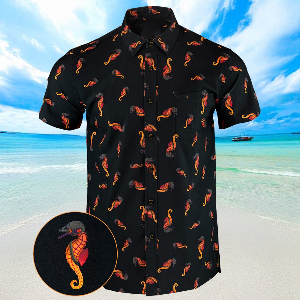 War Horse Black Hawaiian Shirt Button Up Shirts Summer Gifts For Boyfriend