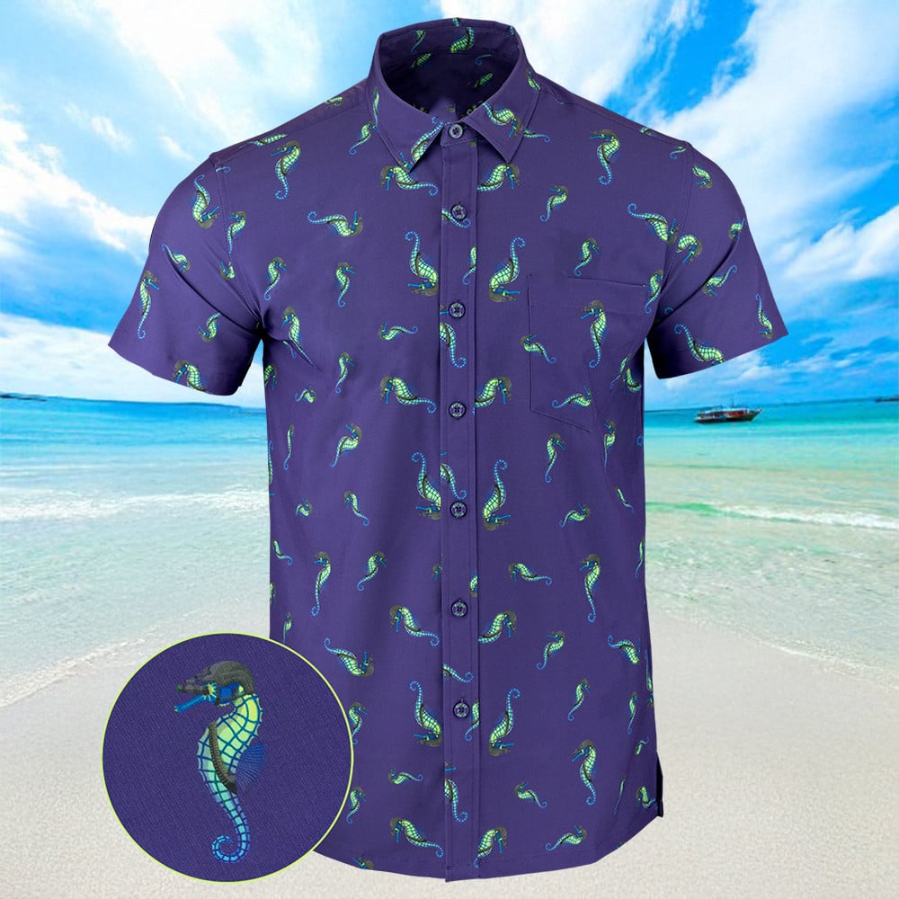 War Horse Purple Hawaiian Shirt Button Up Shirts Summer Gifts For Father