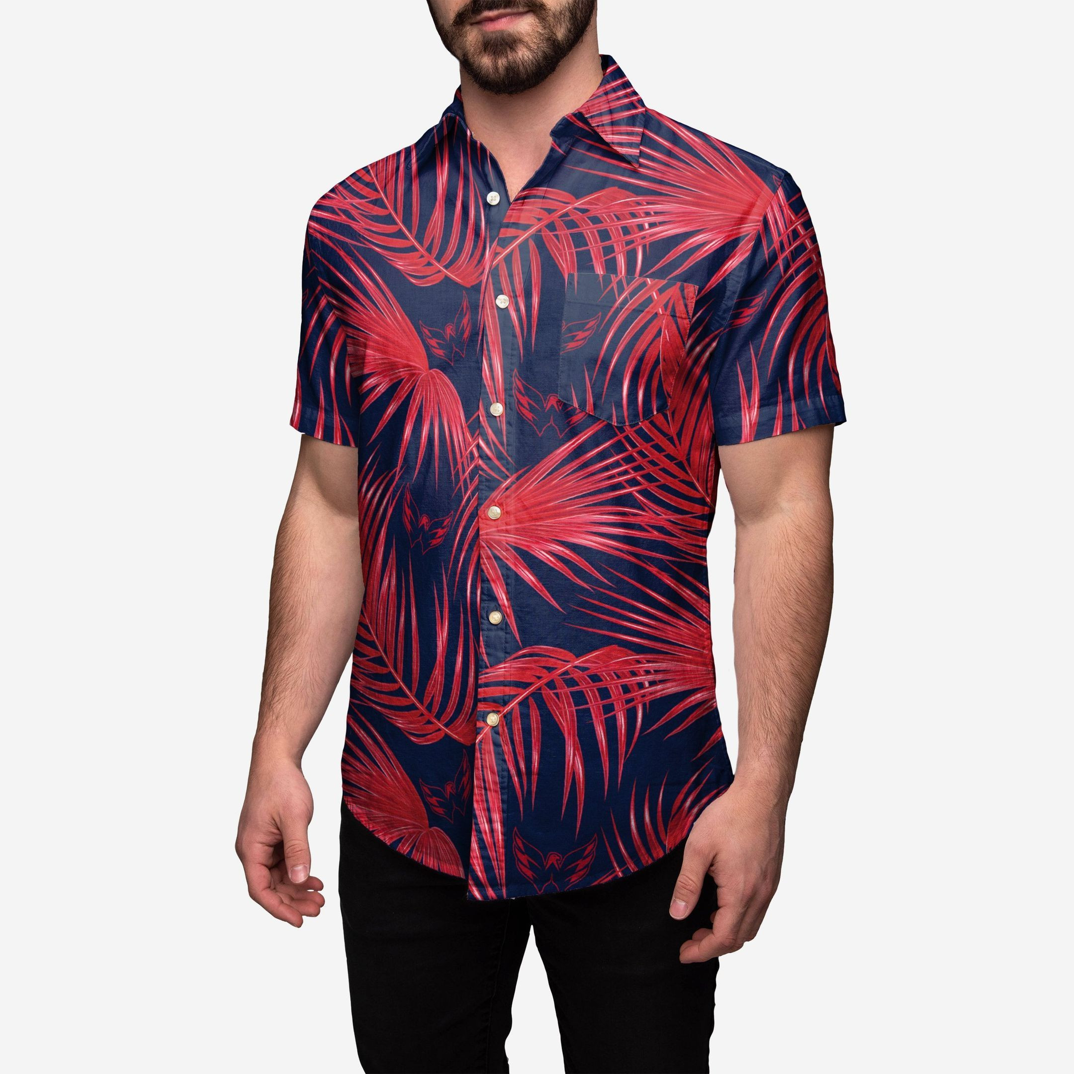 Washington Capitals Hawaiian Shirt Tropical Aloha Button Up