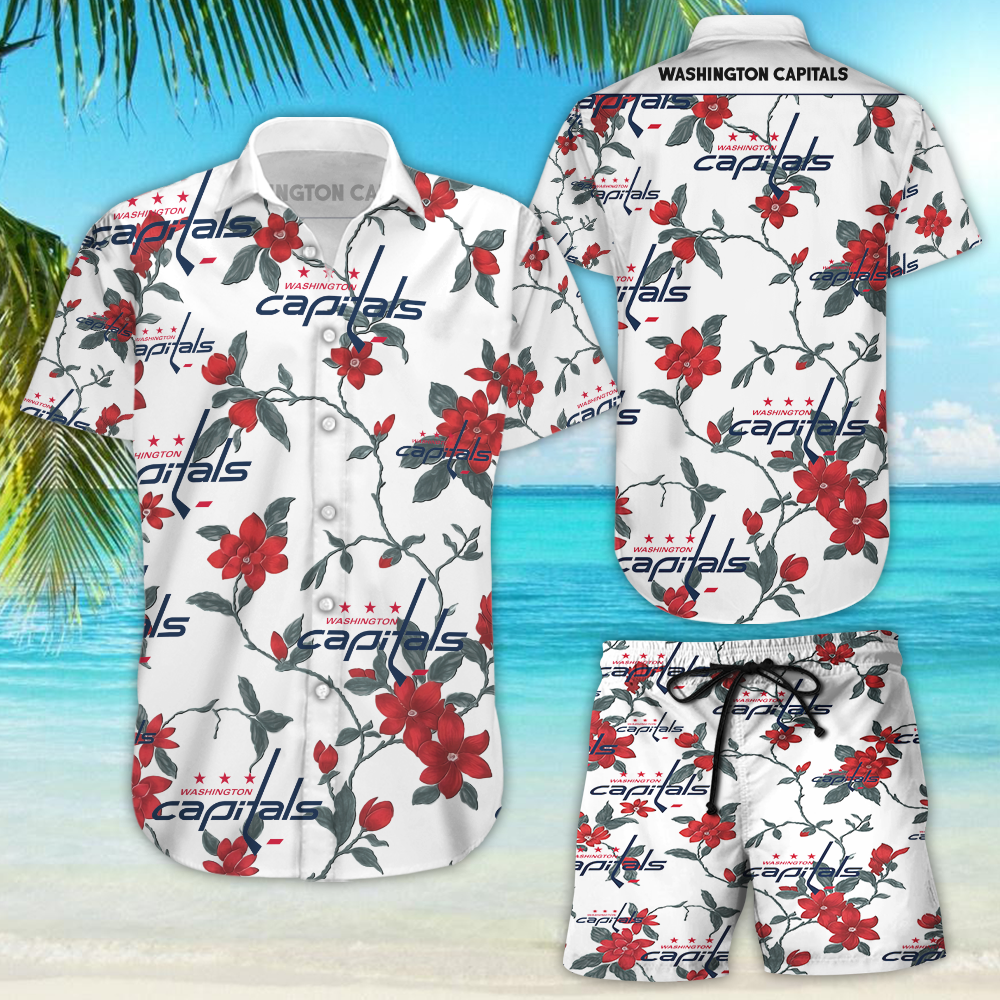 Washington Capitals Hawaiian Shirt Tropical Aloha Button Up