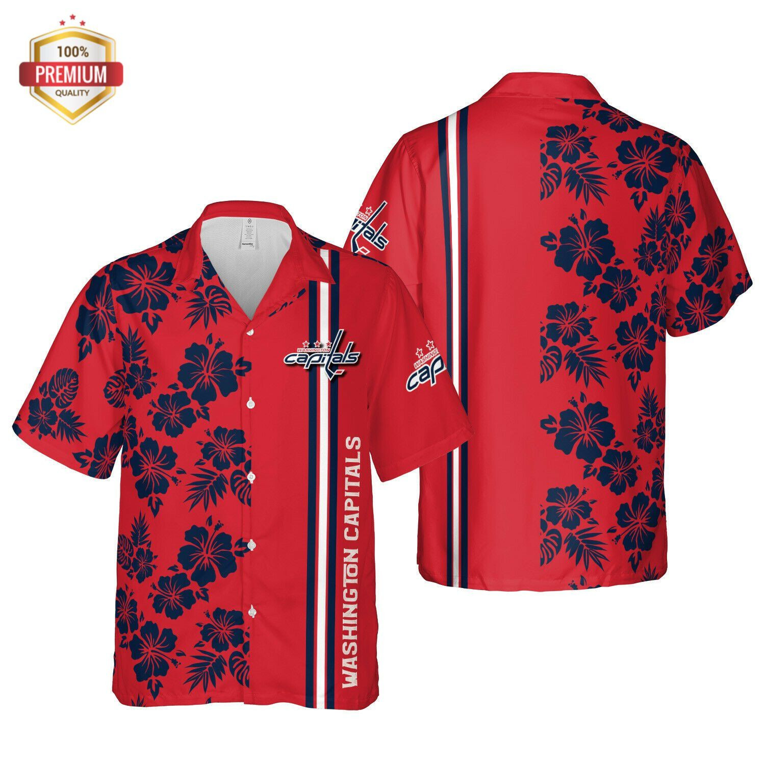 Washington Capitals Hawaiian Shirt Tropical Aloha Button Up