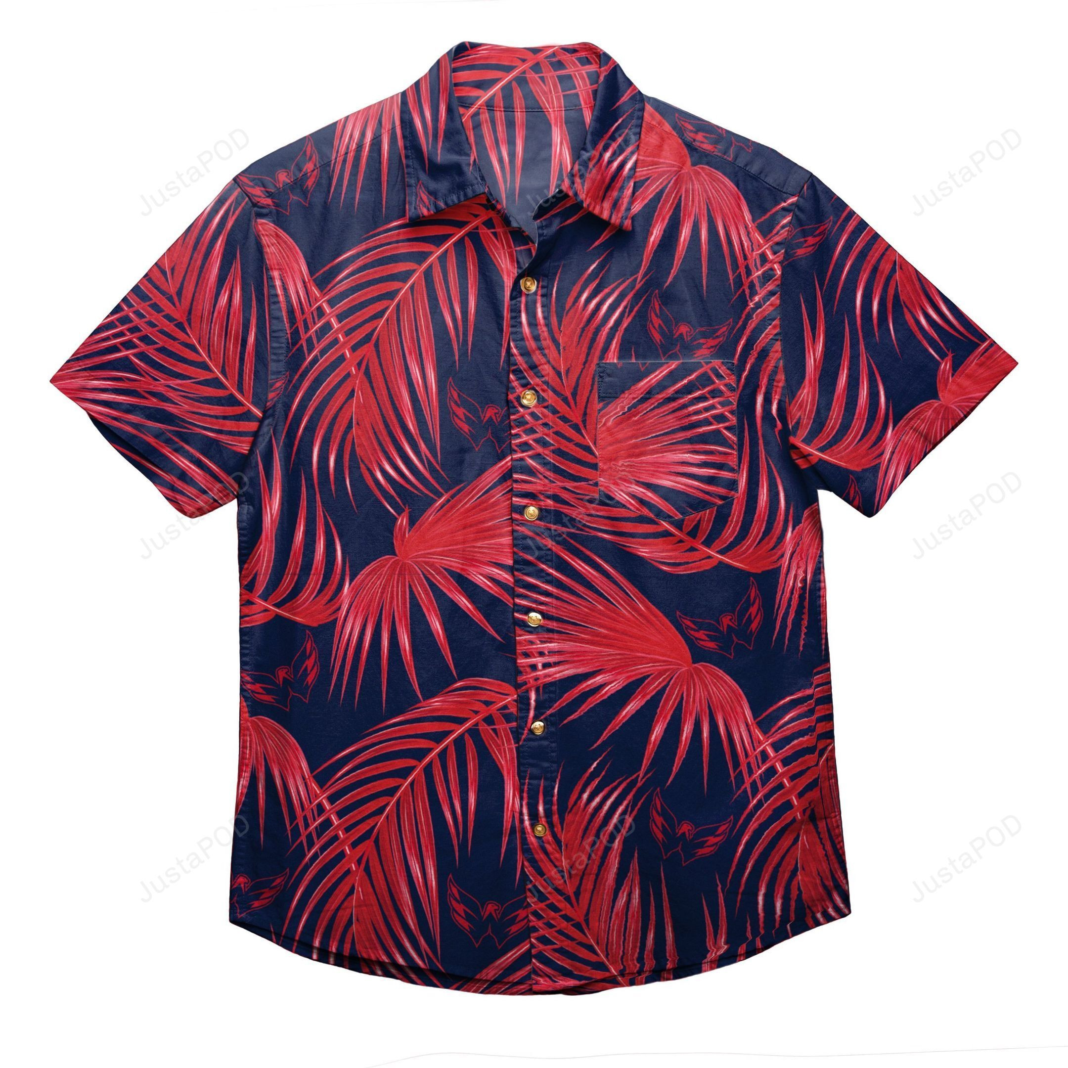 Washington Capitals Nhl Mens Hawaiian Shirt Tropical Aloha Button Up