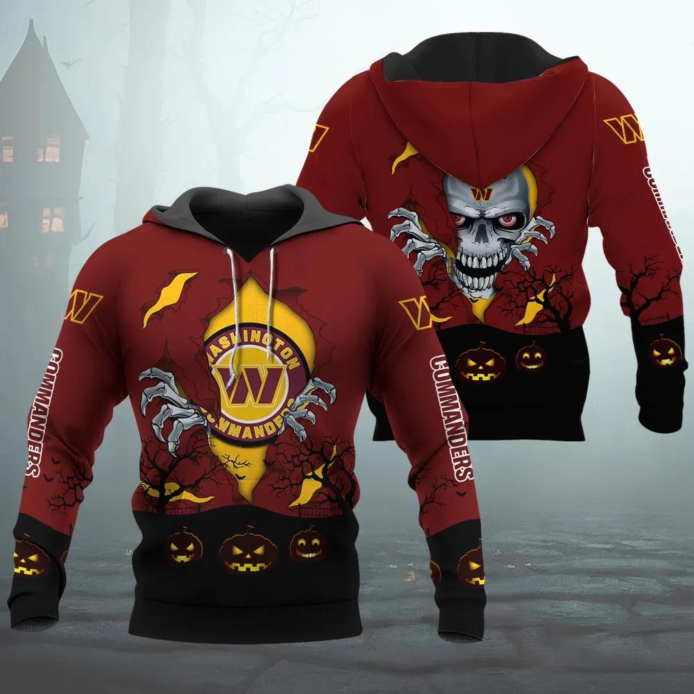 Washington Commanders Halloween 3D NFL All Over Print Hoodie