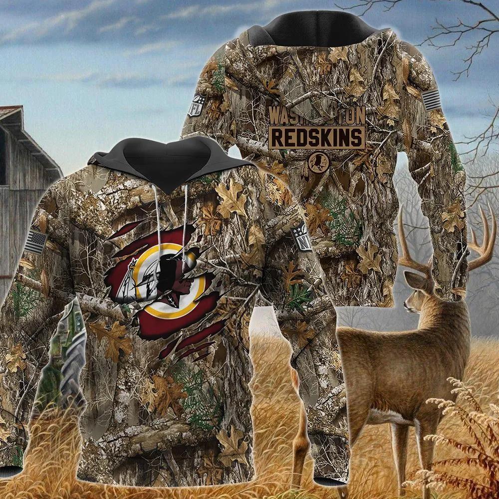 Washington Commanders Realtree Hunting Camo NFL 3D All Over Print Hoodie