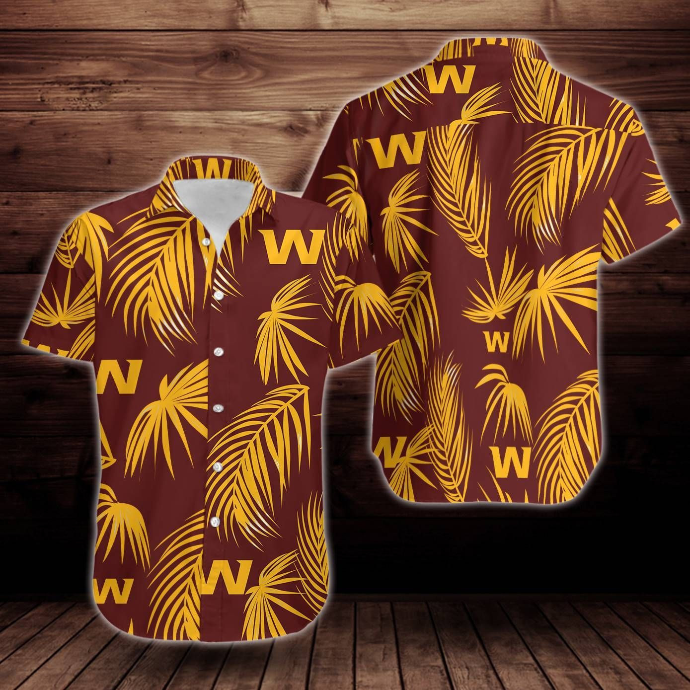 Washington Football Team Flower Hawaiian Shirt Tropical Aloha Button Up