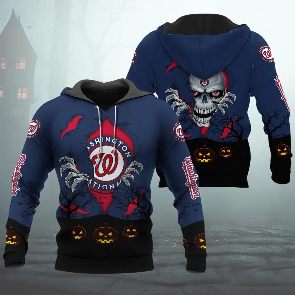 Washington Nationals Halloween 3D MLB All Over Print Hoodie
