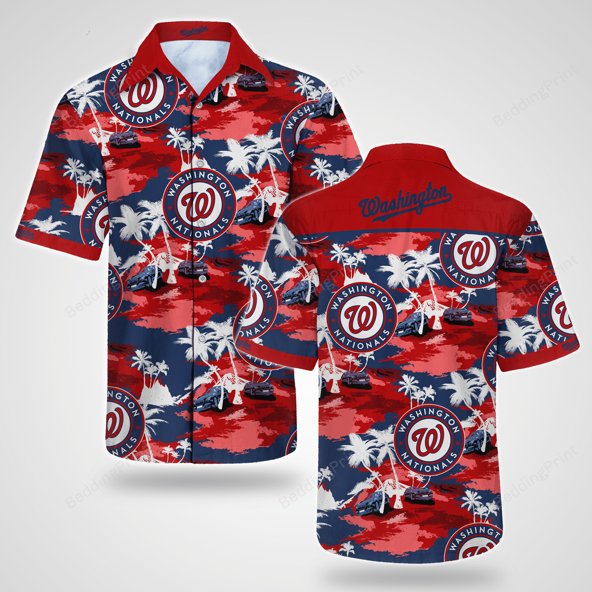Washington Nationals Hawaiian Shirt Tropical Aloha Button Up