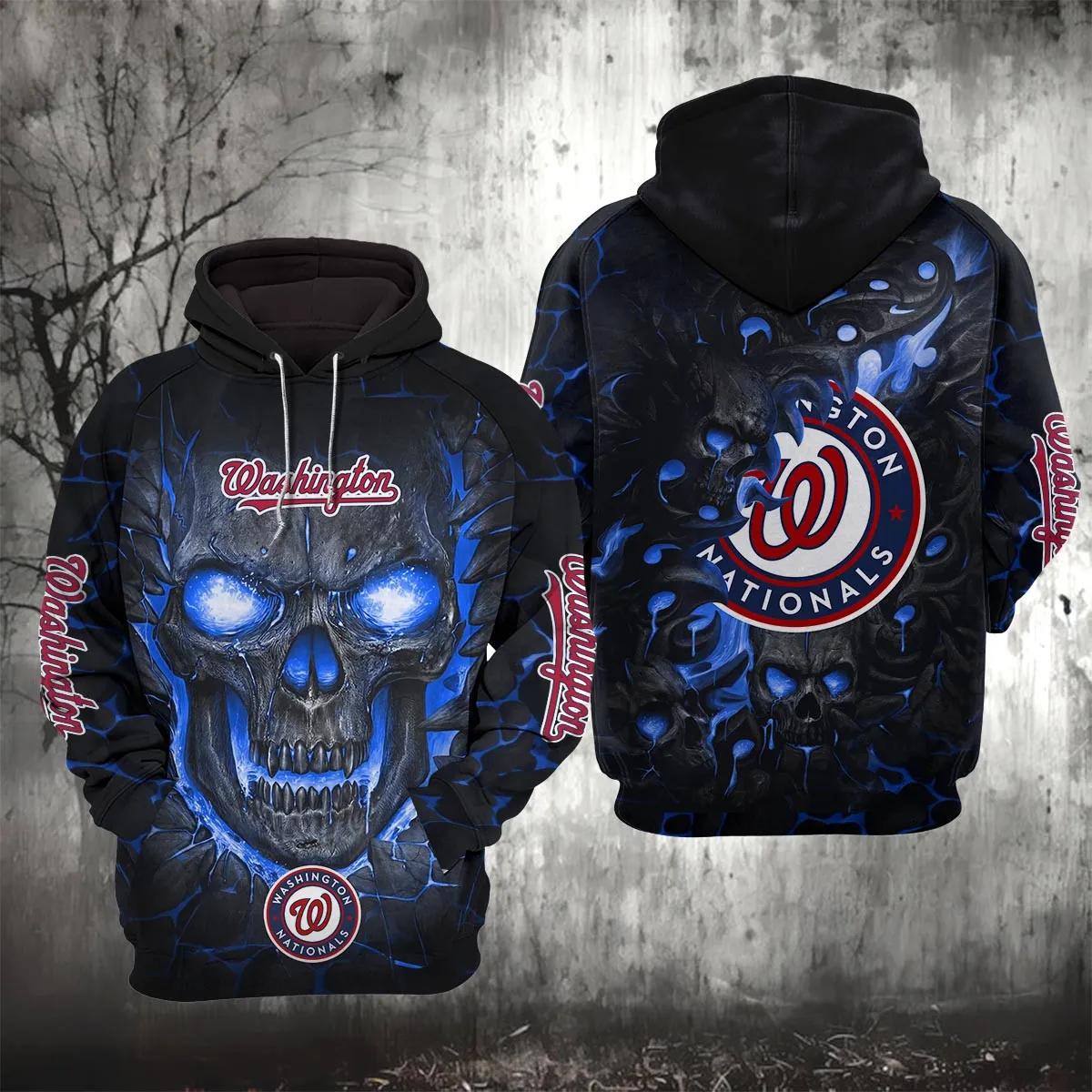 Washington Nationals Lava Skull 3D MLB All Over Print Hoodie