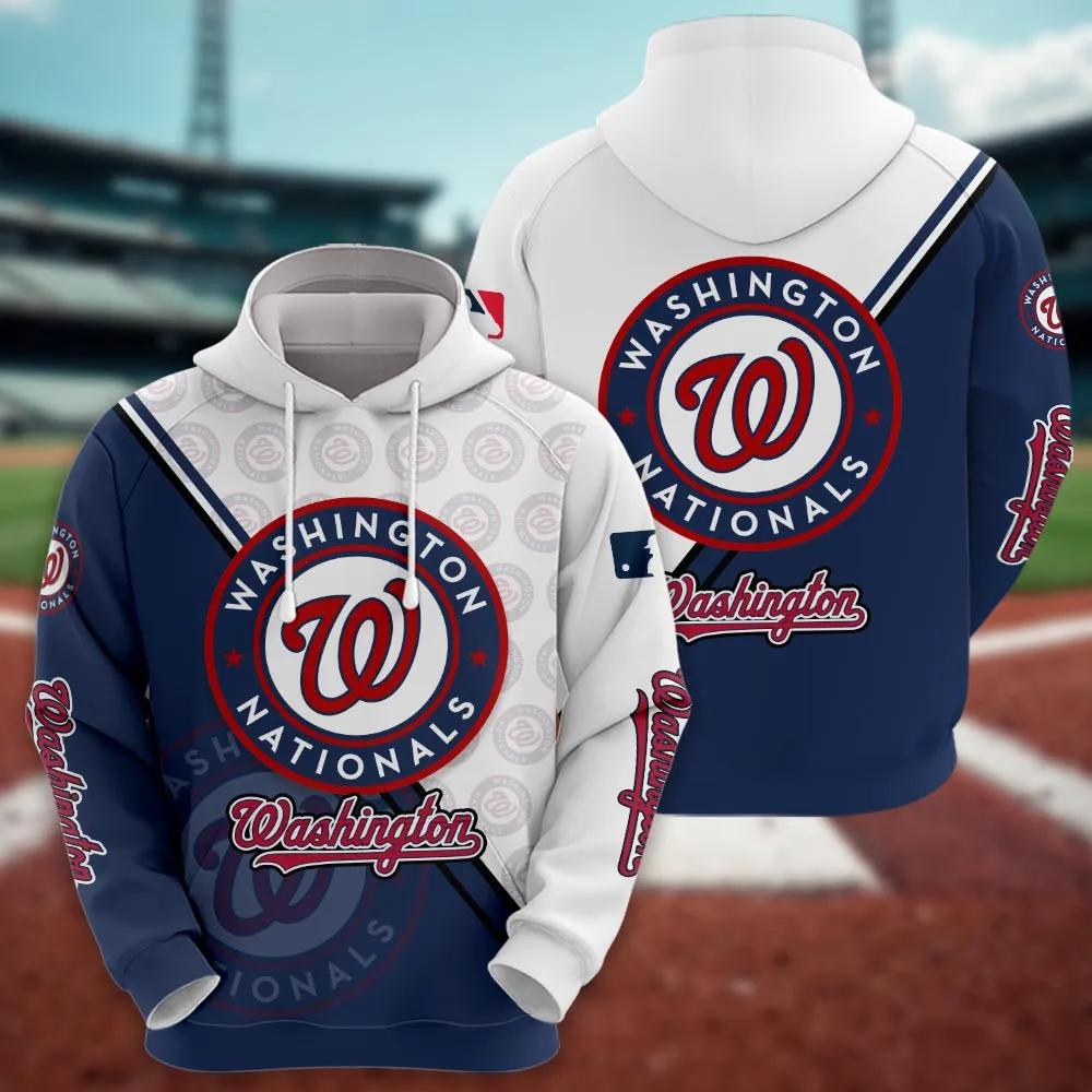 Washington Nationals Logo 3D MLB All Over Print Hoodie
