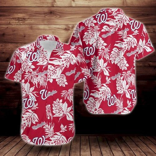 Washington Nationals Tropical Flower Hawaiian Shirt Tropical Aloha Button Up