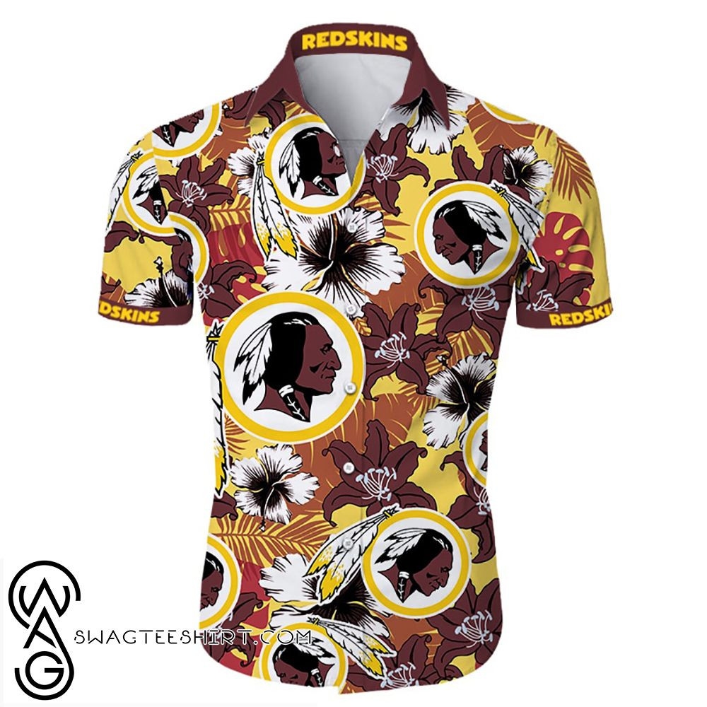 Washington Redskins Tropical Flower Hawaiian Shirt Tropical Aloha Button Up