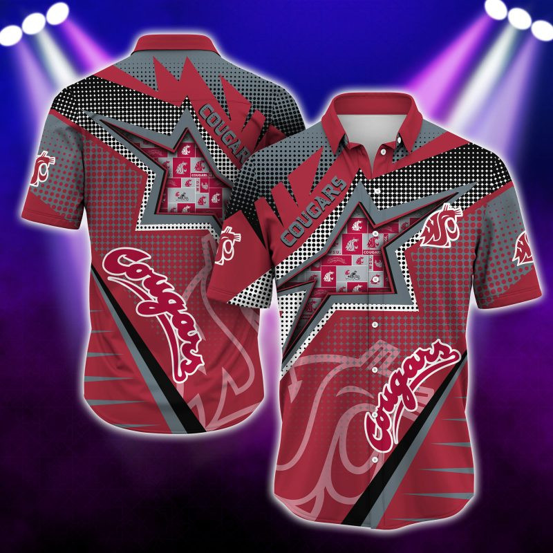 Washington State Cougars Ncaa Hawaiian Shirt Tropical Aloha Button Up
