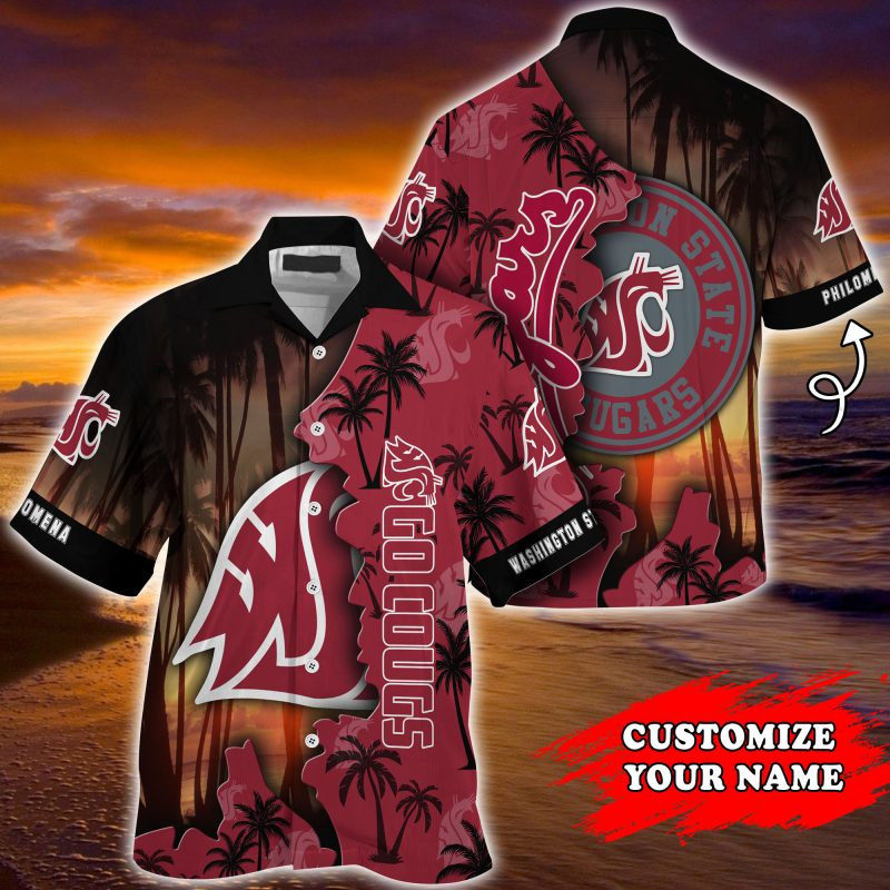 Washington State Cougars Ncaa Personalized Summer Hawaiian Shirt Tropical Aloha Button Up