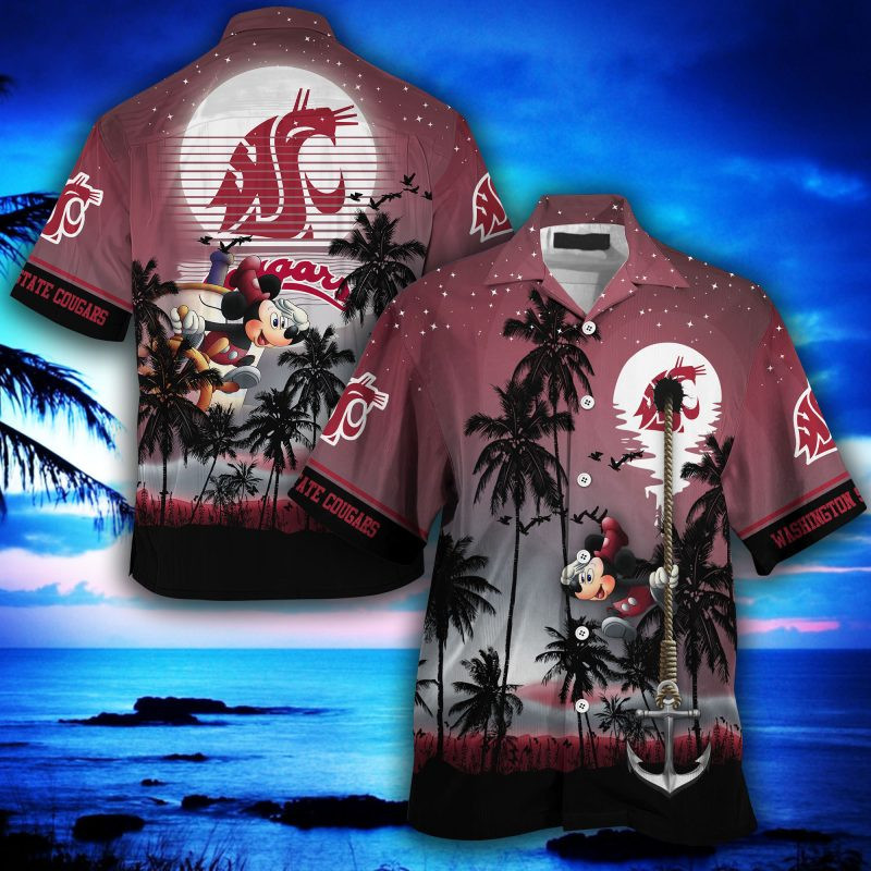 Washington State Cougars Ncaa Summer Hawaiian Shirt Tropical Aloha Button Up