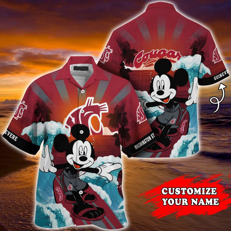 Washington State Cougars Ncaa Summer Personalized Hawaiian Shirt Tropical Aloha Button Up