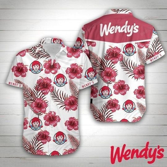 Wendys Hawaiian Shirt Tropical Aloha Button Up