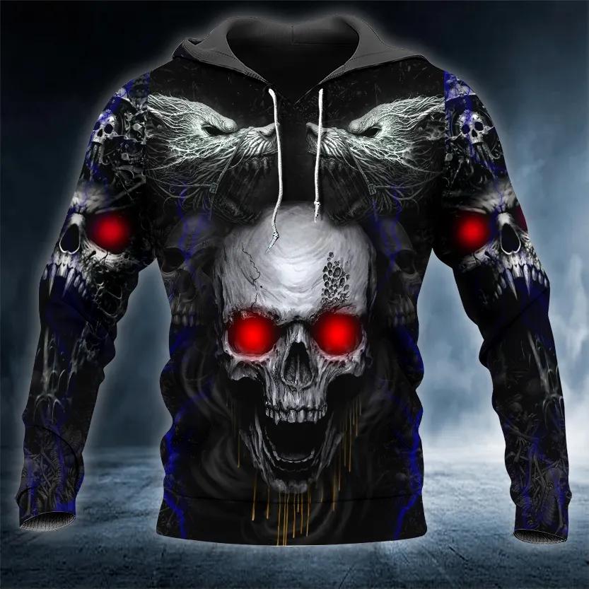 Werewolves Glowing Eyes Skull 3D All Over Print Hoodie