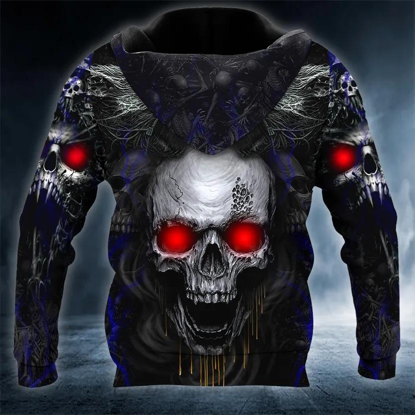 Alternative view of Werewolves Glowing Eyes Skull 3D All Over Print Hoodie