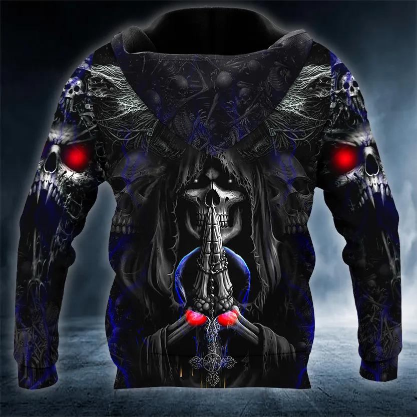 Alternative view of Werewolves Pray Death Skull 3D All Over Print Hoodie