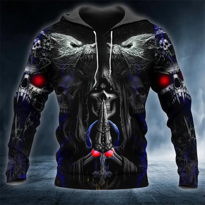 Werewolves Pray Death Skull 3D All Over Print Hoodie