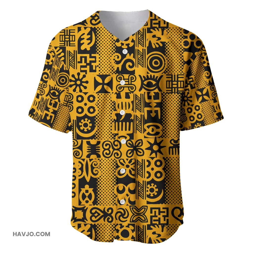 West African Yellow Art Adinkra Culture Baseball Jersey