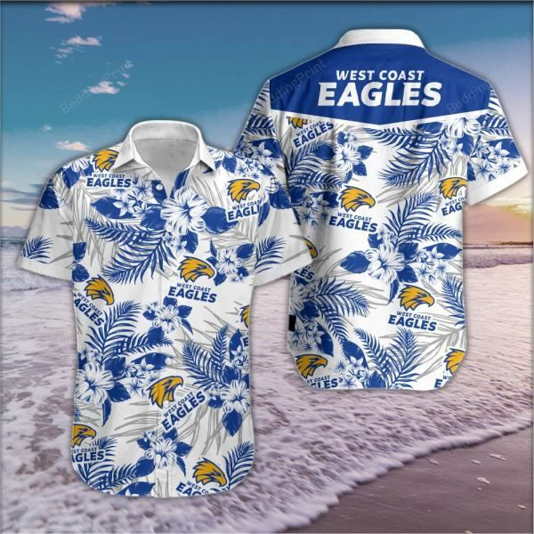 West Coast Eagles Hawaiian Shirt Tropical Aloha Button Up