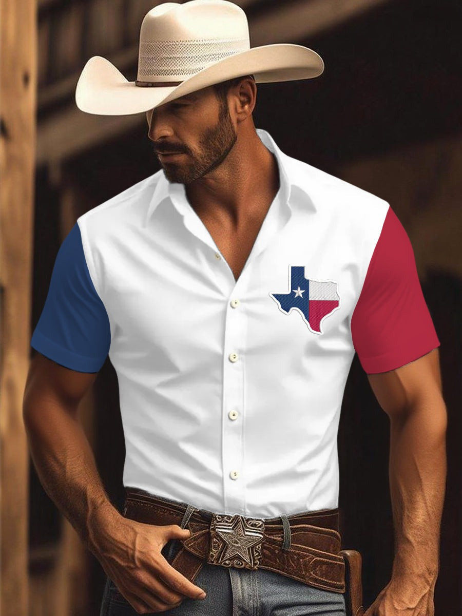 Western Texas Cowboy Hawaiian Shirt Men's Patriotic Shirt Gifts For Texans