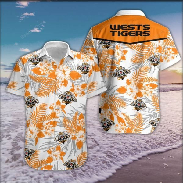 Wests Tigers Hawaiian Shirt Tropical Aloha Button Up