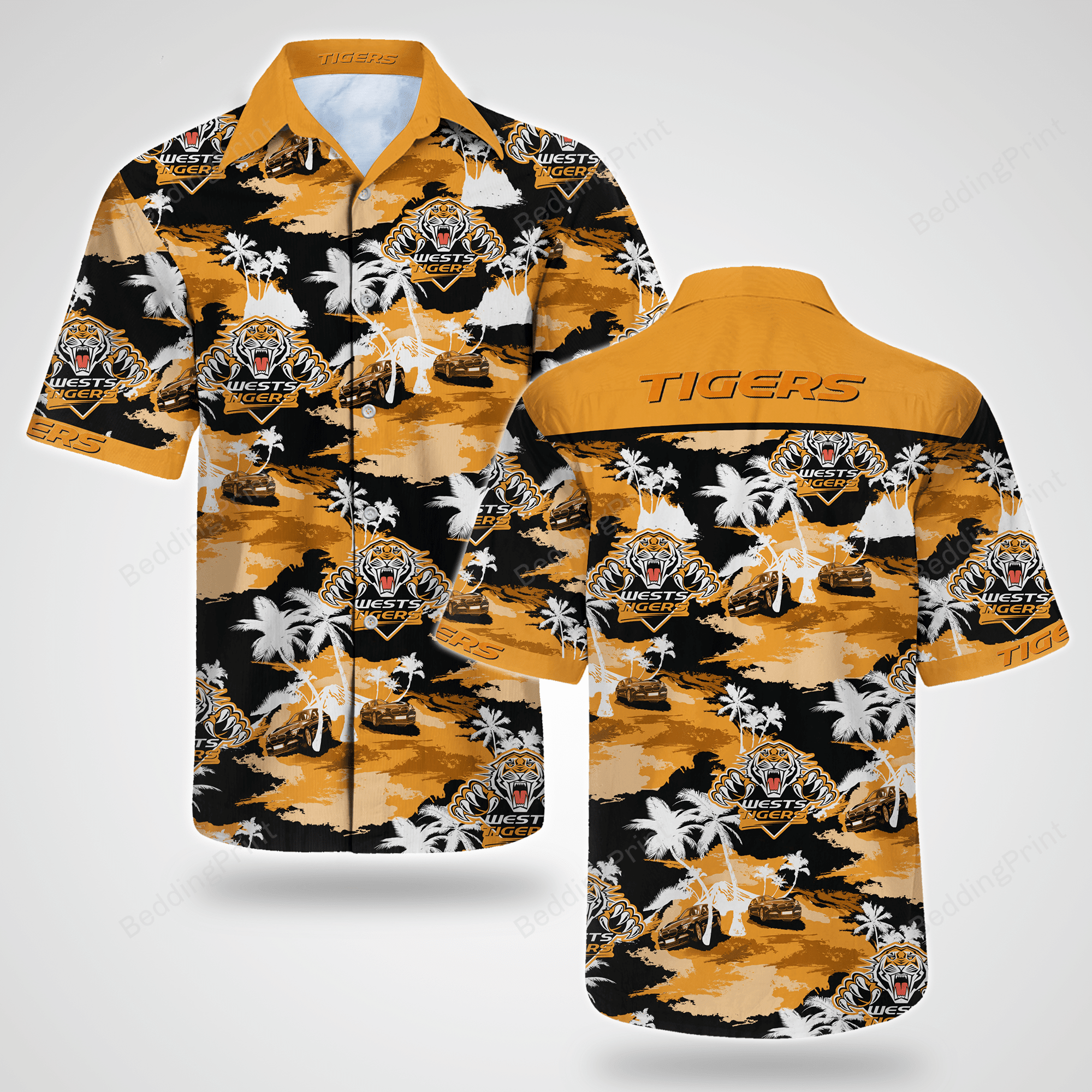 Wests Tigers Tommy Bahama Hawaiian Shirt Tropical Aloha Button Up