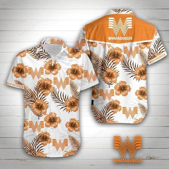 Whataburger Hawaiian Shirt Tropical Aloha Button Up