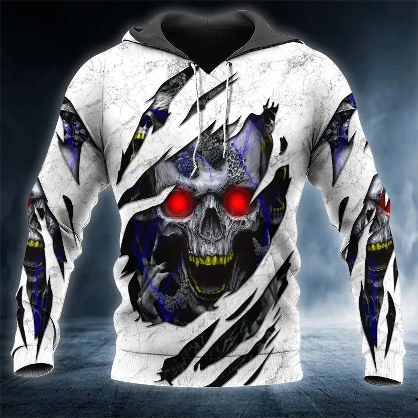 White Ghost Inside Skull 3D All Over Print Hoodie