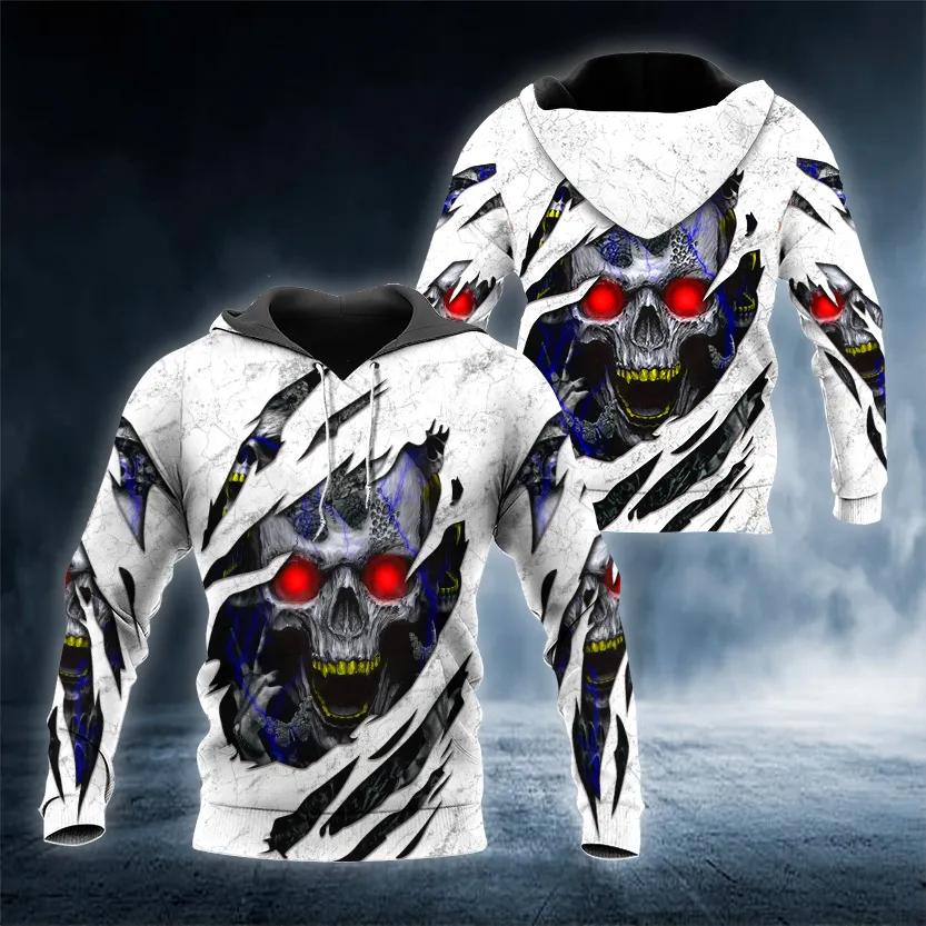 Alternative view of White Ghost Inside Skull 3D All Over Print Hoodie