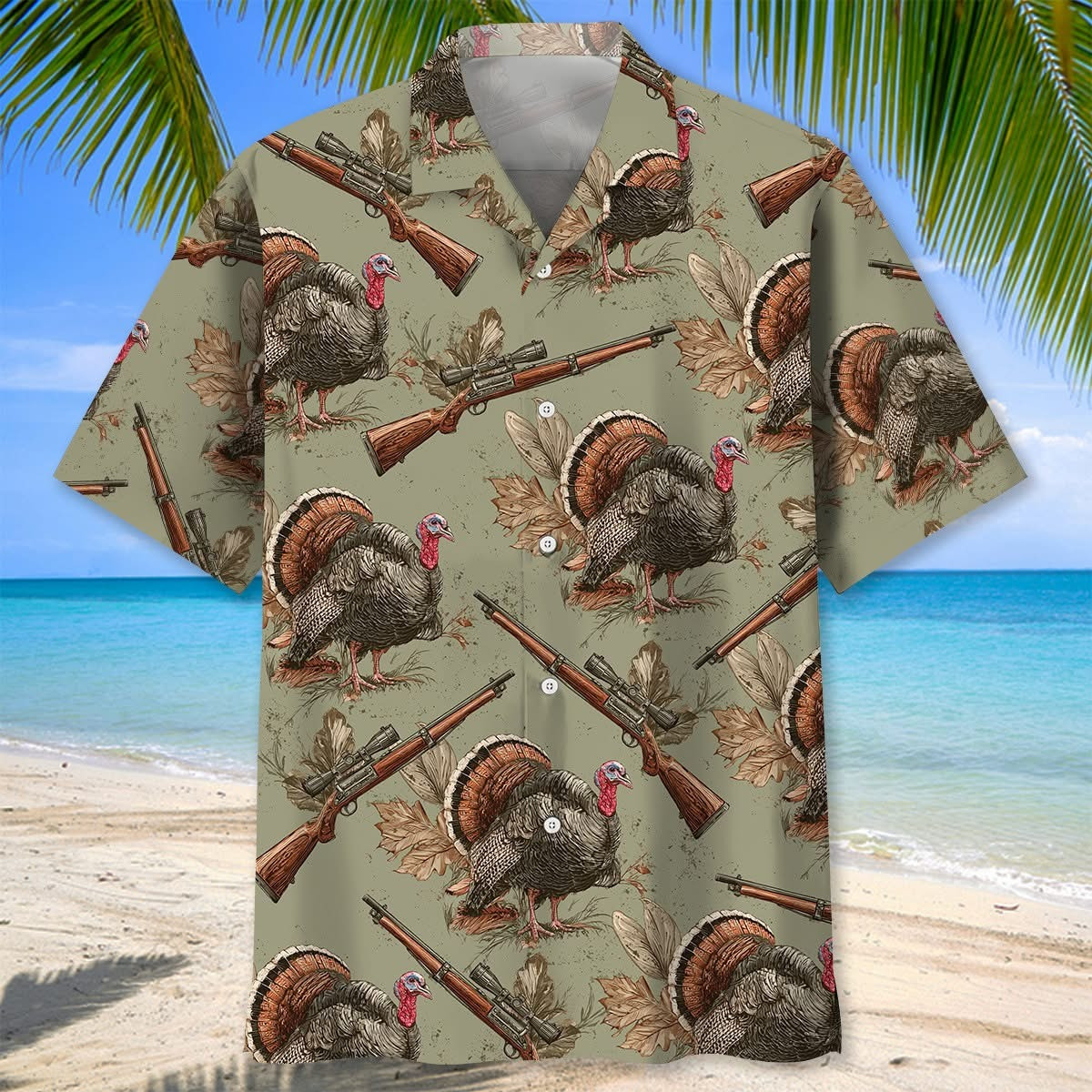 Wild Turkey Hunting Hawaiian Shirt Men's Short Sleeve Button Up Aloha Shirt Gifts