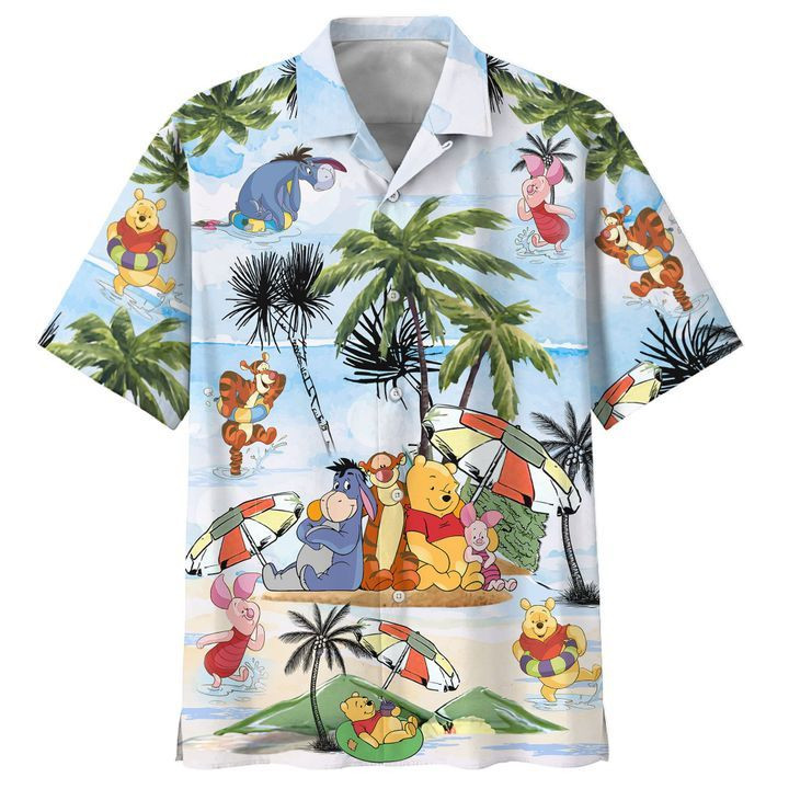 Winnie The Pooh Summer Time Hawaiian Shirt Tropical Aloha Button Up