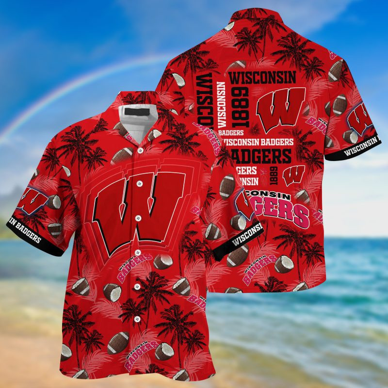 Wisconsin Badgers Ncaa Hawaiian Shirt Tropical Aloha Button Up