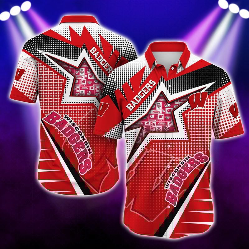 Wisconsin Badgers Ncaa Hawaiian Shirt Tropical Aloha Button Up