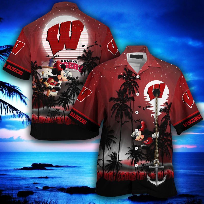 Wisconsin Badgers Ncaa Summer Hawaiian Shirt Tropical Aloha Button Up