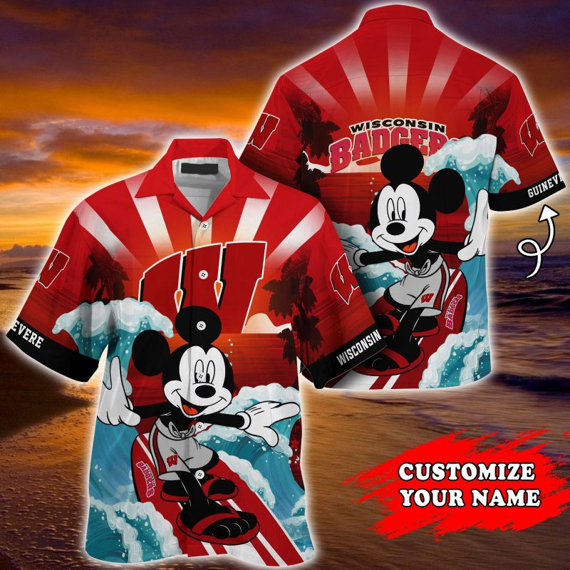 Wisconsin Badgers Ncaa Summer Personalized Hawaiian Shirt Tropical Aloha Button Up