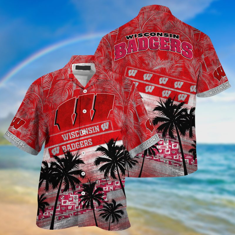 Wisconsin Badgers Ncaa Trending Summer Hawaiian Shirt Tropical Aloha Button Up