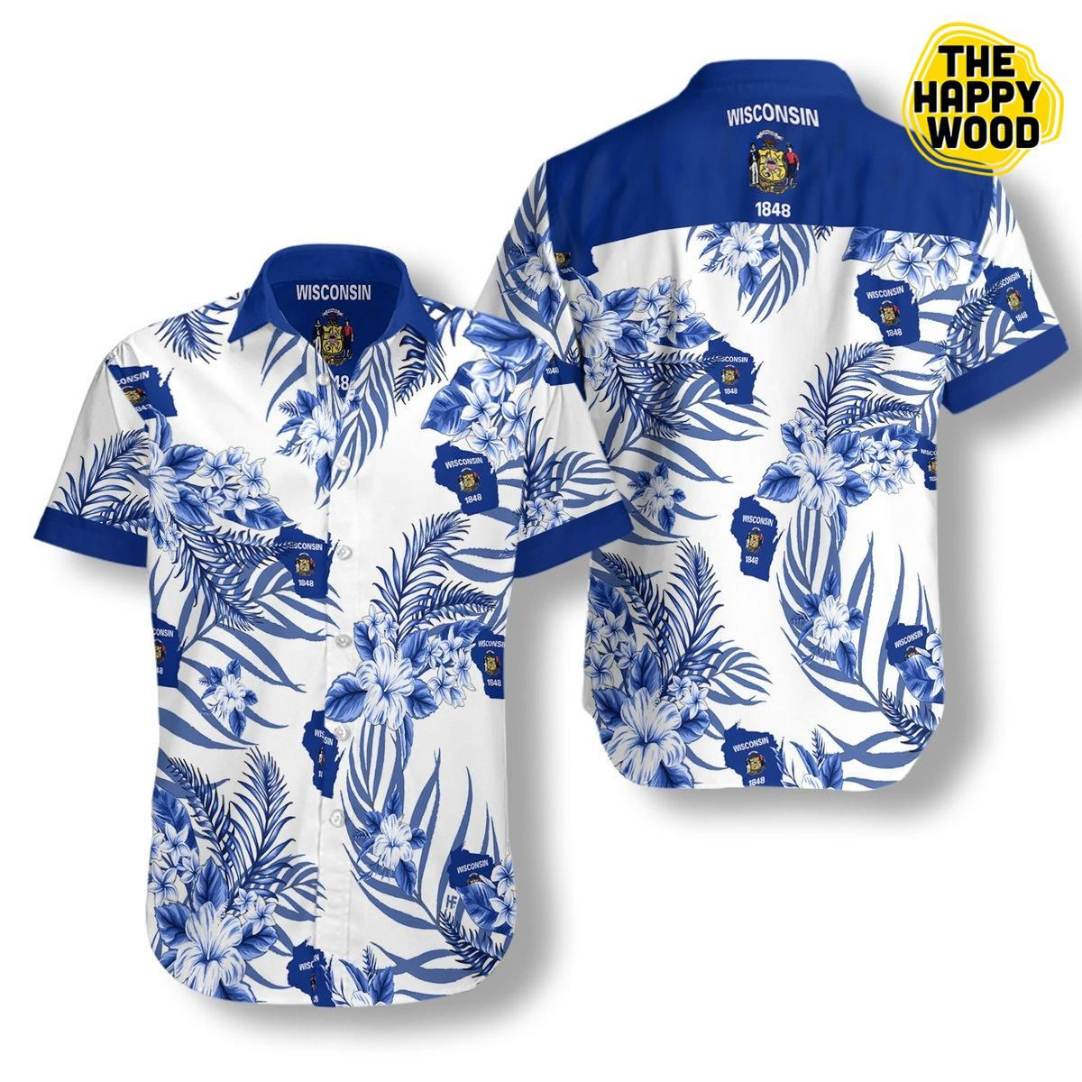 Wisconsin Proud Hawaiian Shirt Tropical Aloha Button Up