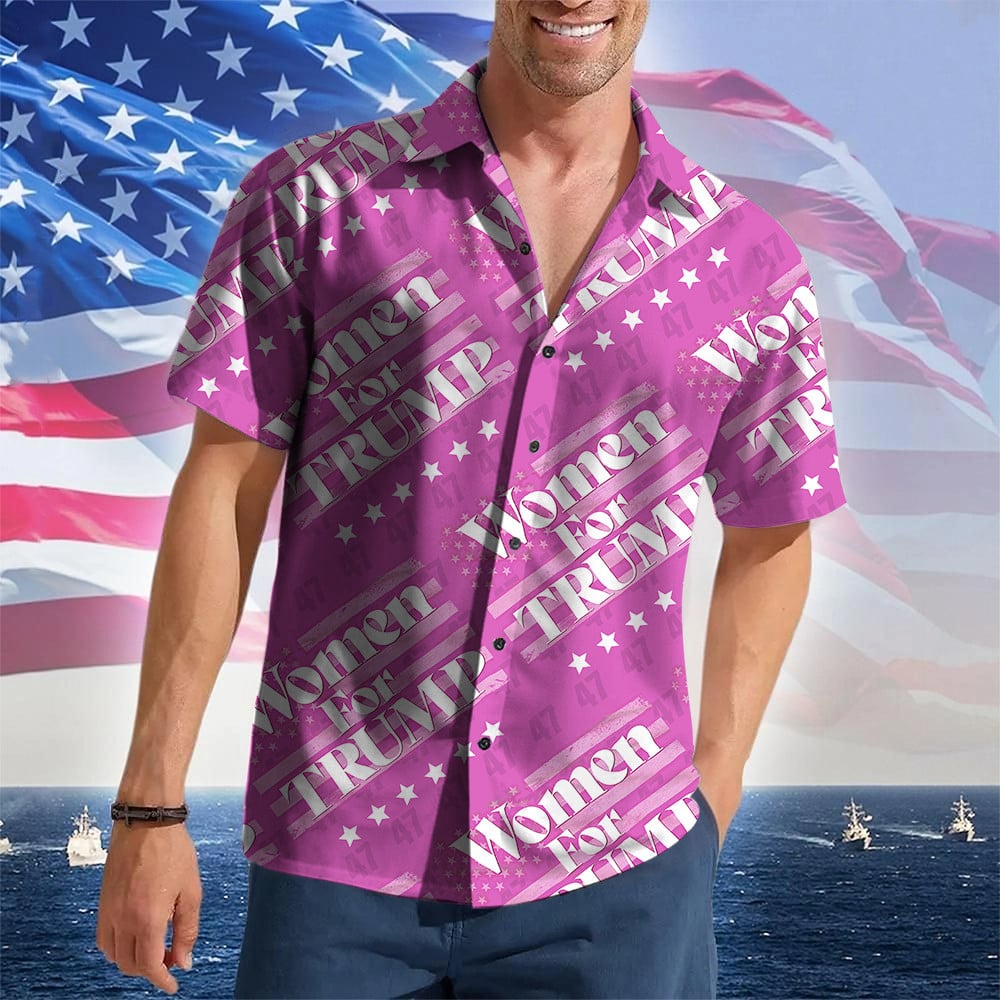 Women For Trump 2024 Hawaiian Shirt Pro Trump Button Up Shirt Men Gifts For Patriots