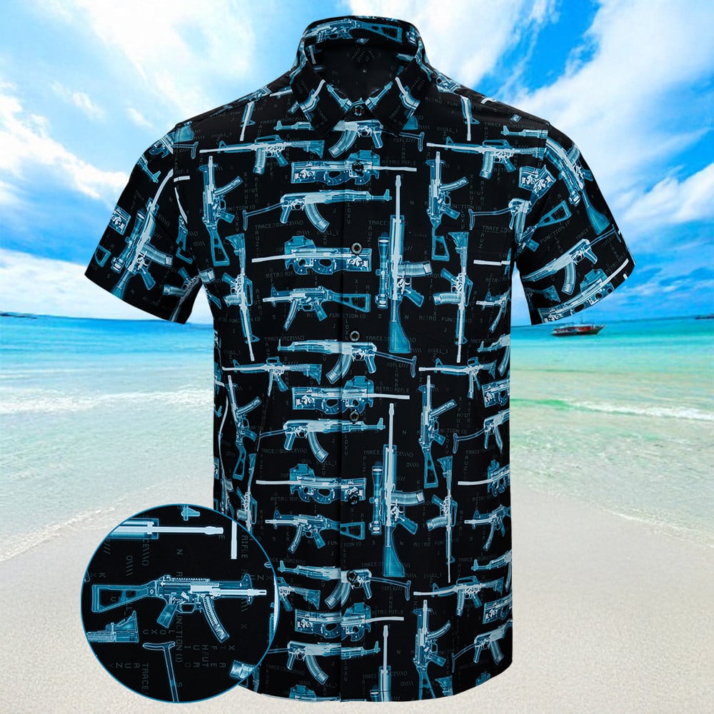 X-Ray Hawaiian Shirt Button Up Shirts Summer Gifts For Gun Lovers Button Down