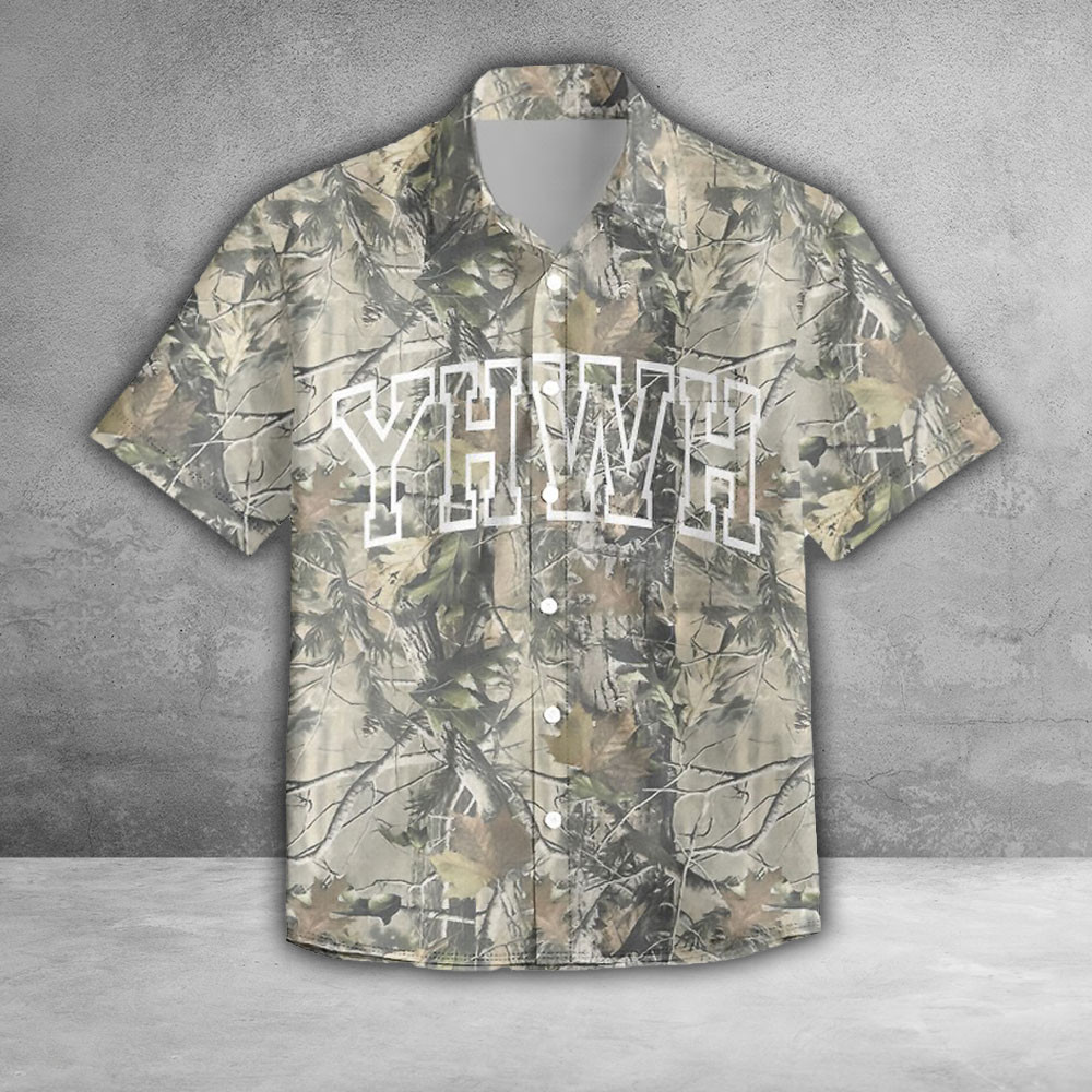 YHWH Camo Hawaiian Shirt Religious Street Style Clothing Cool Gifts For Him