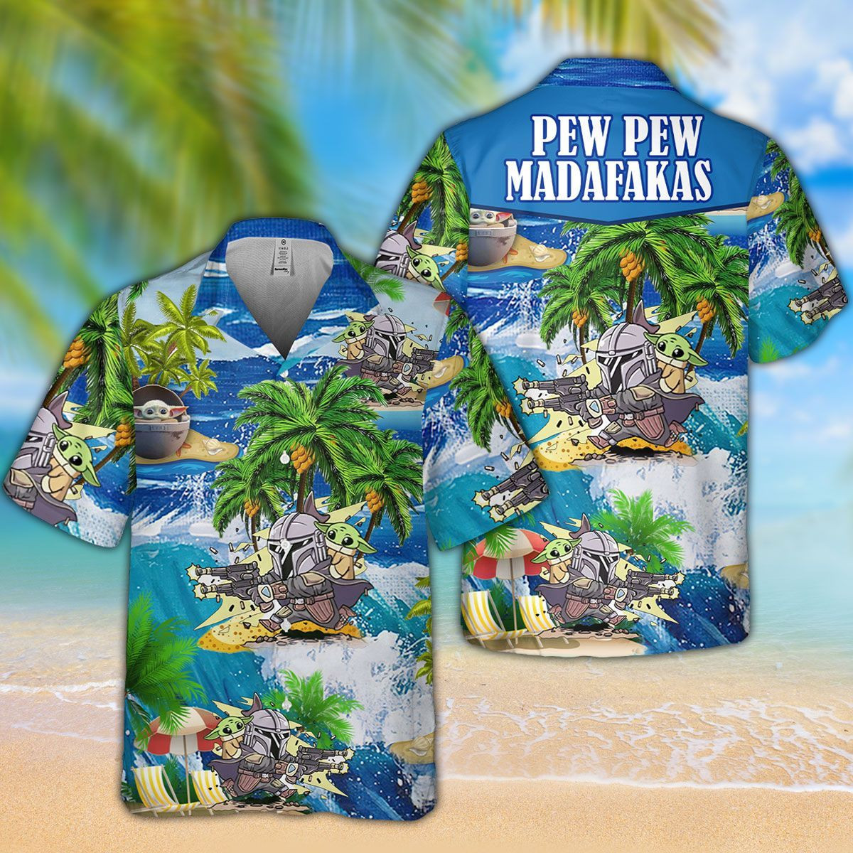Yoda Pew Pew Madafakas Hawaiian Shirt Tropical Aloha Button Up