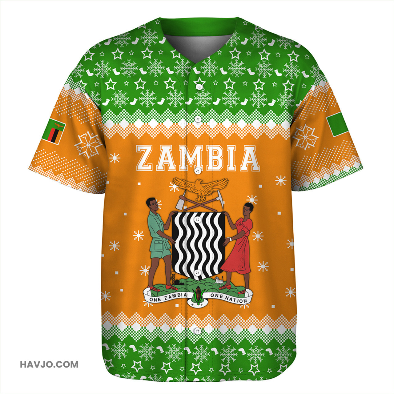 Zambia Christmas Coat of Arms Baseball Jersey