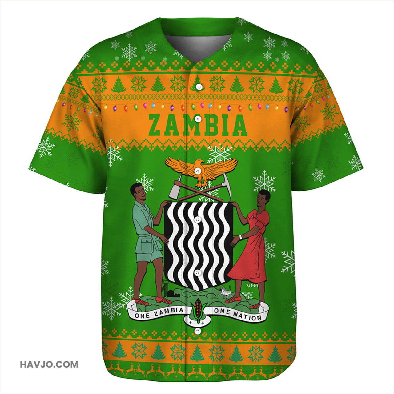 Zambia Christmas Style Pattern Baseball Jersey