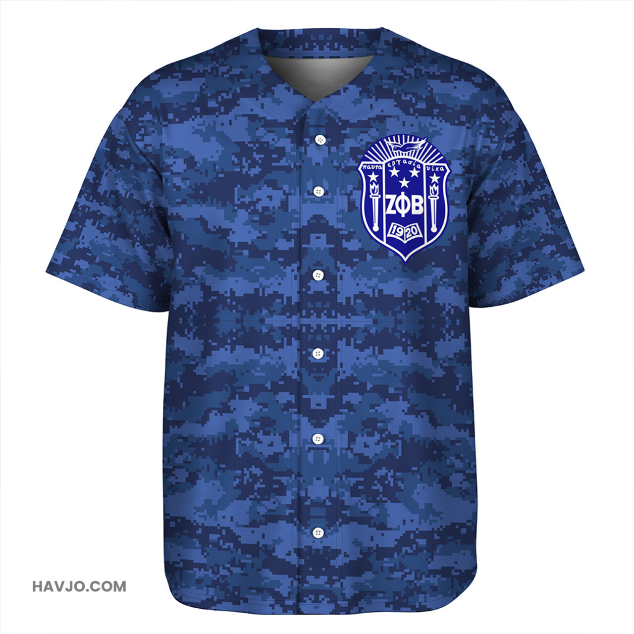 Zeta Phi Beta Camouflag Blue Baseball Jersey