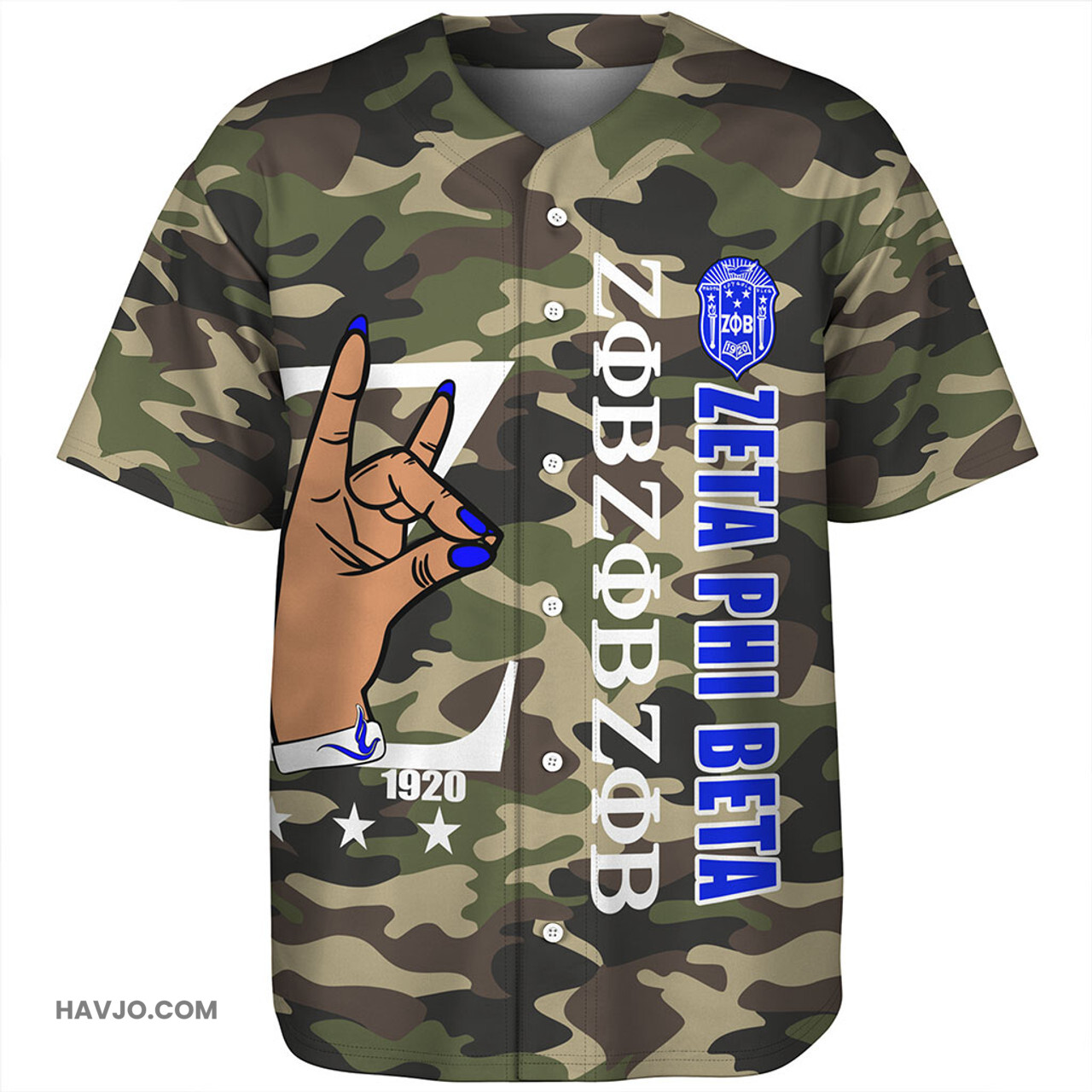 Zeta Phi Beta Camouflage Style Greek Baseball Jersey